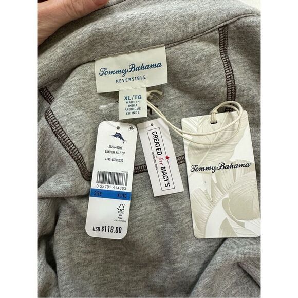 NWT Tommy Bahama Men's Bayview Reversible Quarter-Zip Sweater XL - Picture 5 of 10